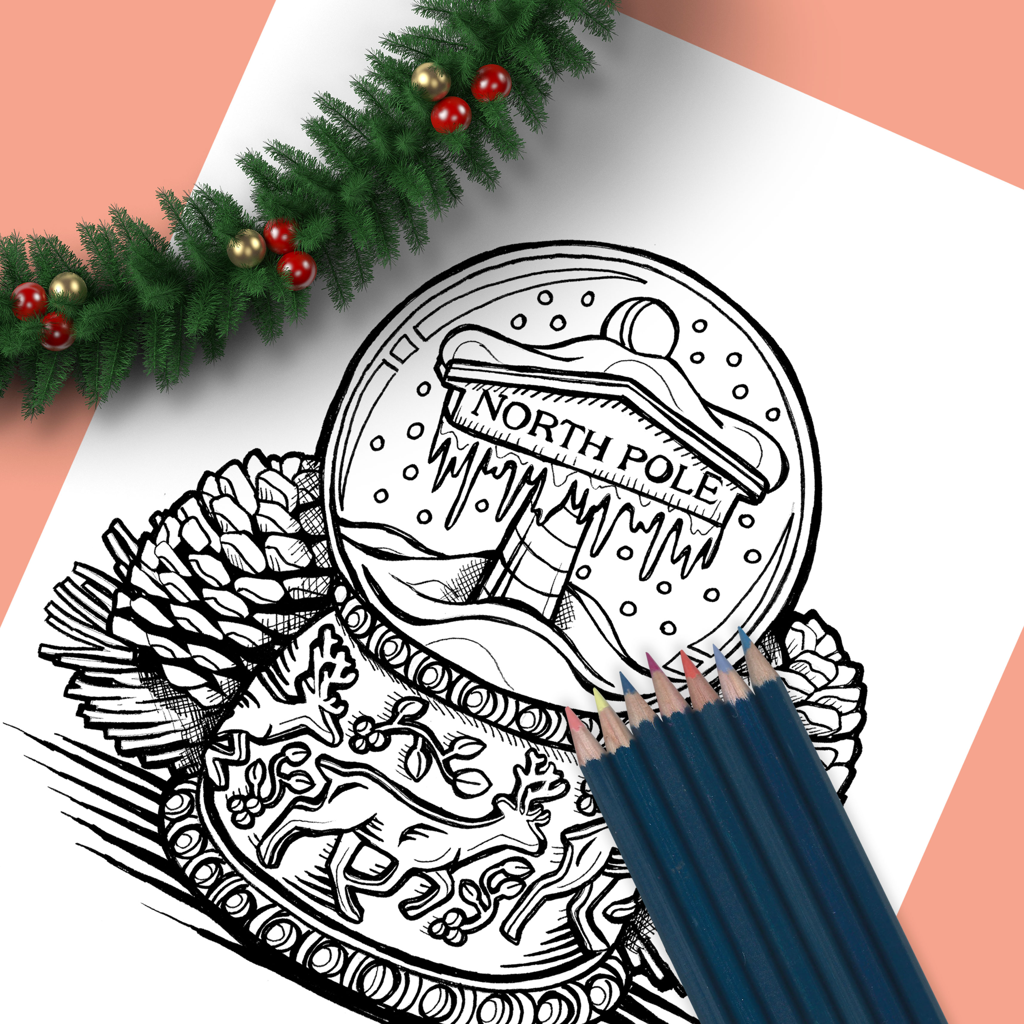 Christmas Drawing-snow-globe by sean geyer