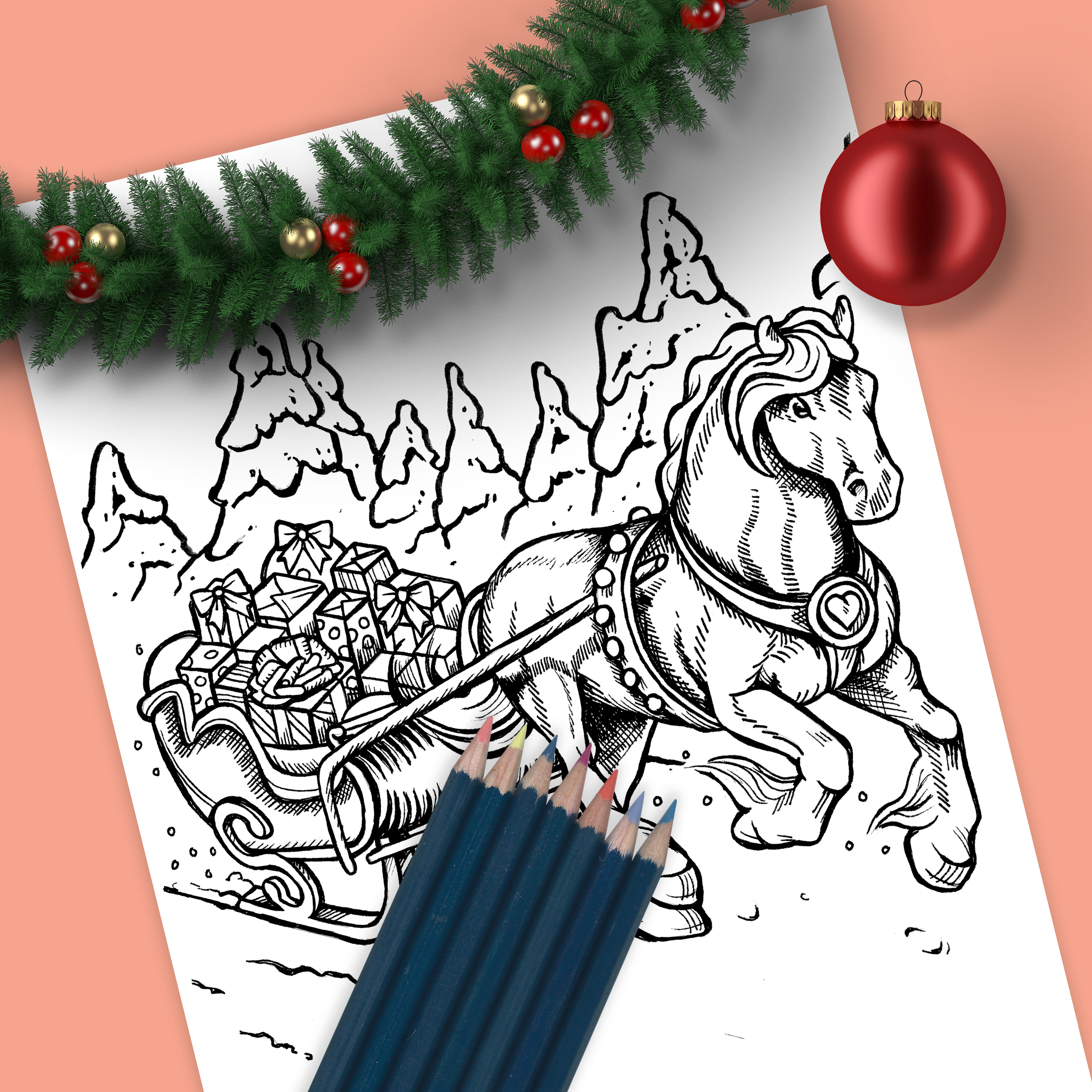 Christmas Horse Sleigh Drawing ??? Sean M. Geyer