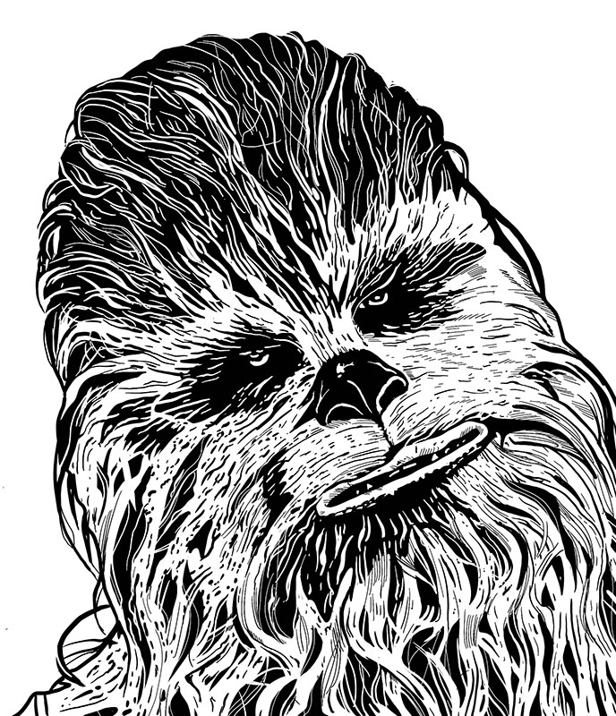 Pen and Ink - Chewbacca - by Sean Geyer
